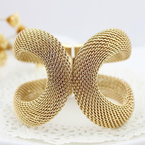 vintage Women Cool Mesh Wide Alloy Spring Cuff Bracelet Punk Bangle Jewelry