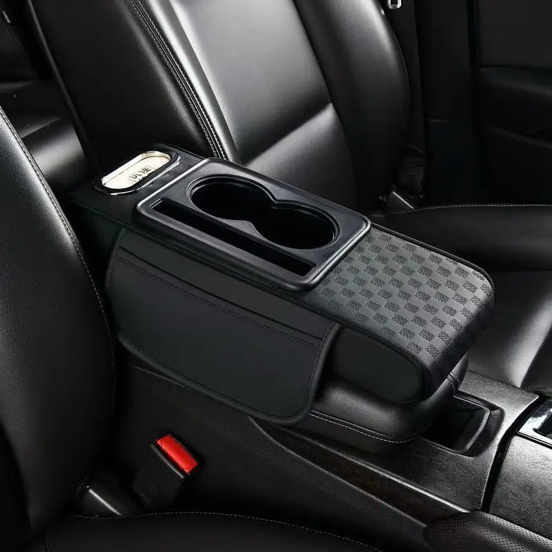 1pc PU Leder Auto Mittelarmlehne Kasten Kissen mit Doppel Lagerung Taschen, Universal- Höer Pad Auto Innen Zubehör: verrotten