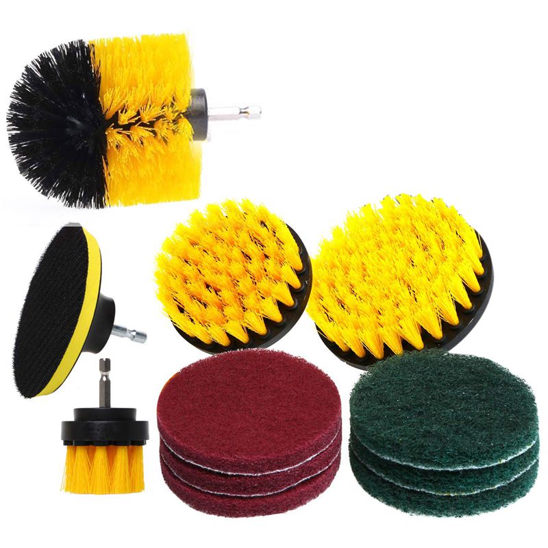 Set/12Piece Drill Brush And Scrub Pads, Power Drill Scrub Brush Attachments With Drill Bit Extender For Grout, Tiles, Sinks, B: Default Title