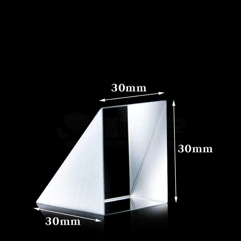 30 x 30 x 30mm optisk glas trekantet lsosceles  k9 prisme med reflekterende filmoptik