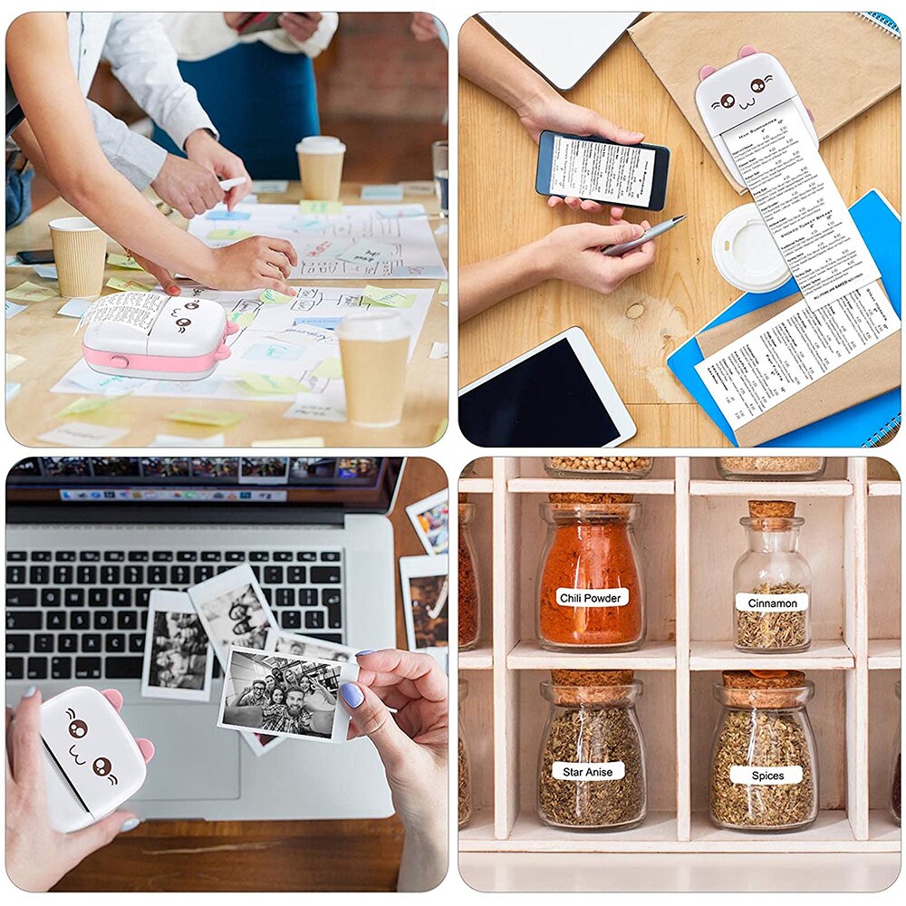 Mini Printer Portable Thermal Printing Machine Bluetooth Mini Photo Picture Label Printer for Android iOS DIY Home Use Printer