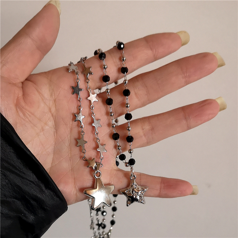 Kpop Cool Punk Vintage étoile pendentif chaînes collier pour hommes femmes Egirl Hip Hop années 90 Grunge esthétique EMO bijoux Y2k accessoires