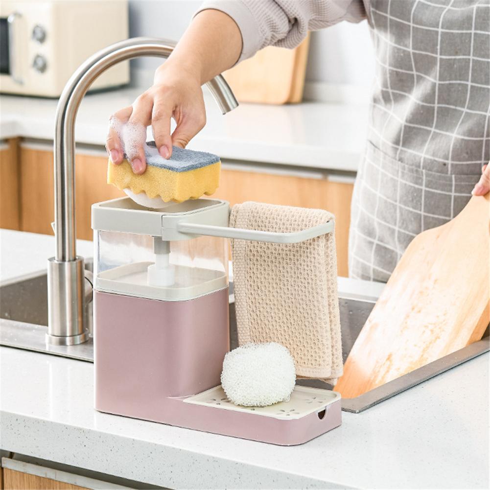 Automatische Wasmiddel Doos Afvoer Gootsteen Met Handdoek Bar Voor Keuken Wassen Druk Zeepdispenser