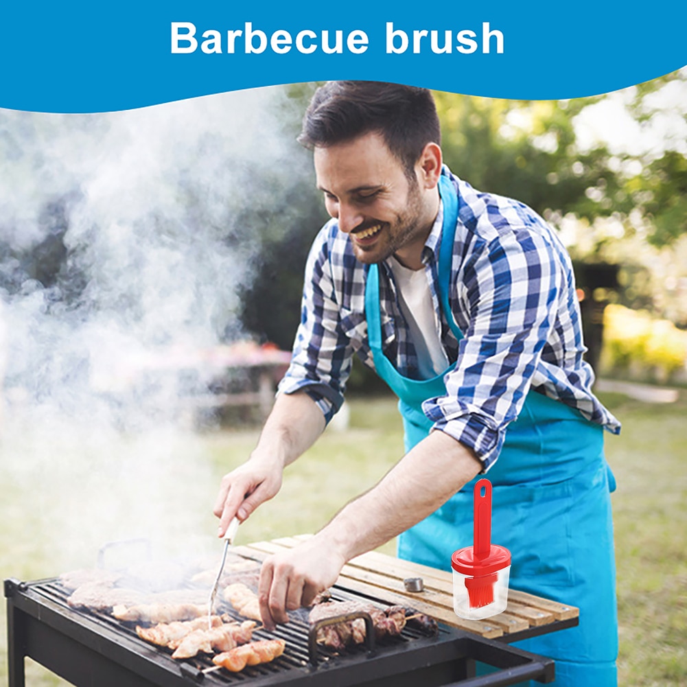 Silicone Oil Bottle Brush High Temperature Resistant Integrated With Cover With Bottle Of Barbecue Baked Oil Brush Kitchen Tool