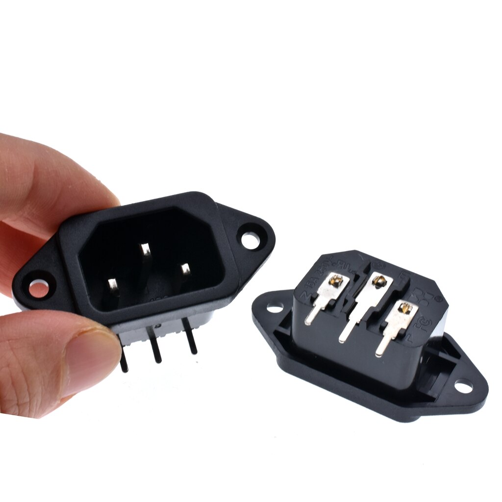 10Pcs 0V 10A Iec 320 C14 Panel Mount Plug Adapter Power Connector Socket Zwarte Schroef Mount 3 Pins inlaat Power Plug Socket: Type 1