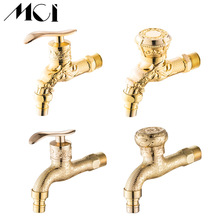 Carved Wall Mount Zinc Golden Water Wall Small Taps Decorative Garden Faucet Long Washing Machine Water Tap Basin Bibcock MCI