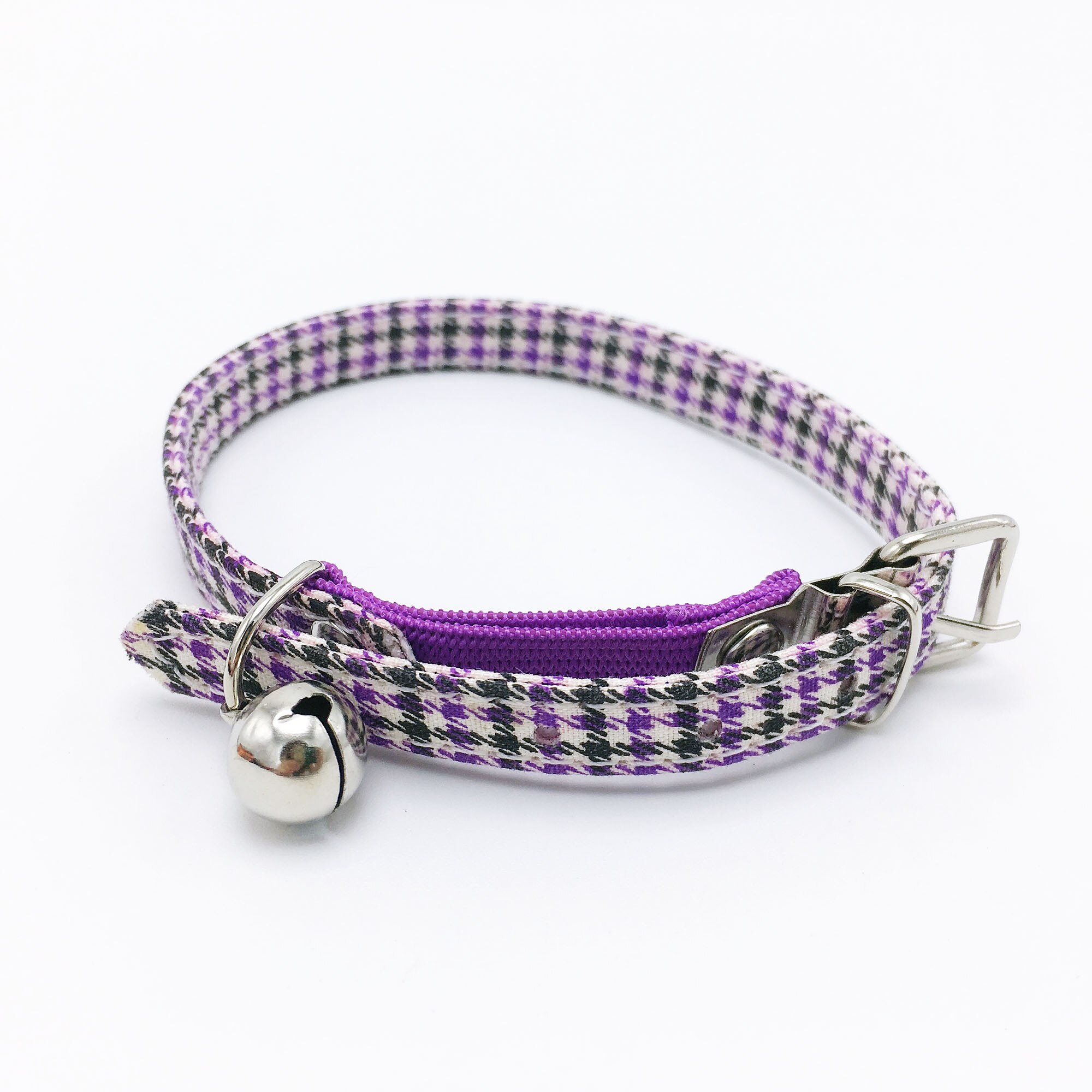 Bonzerpet – collier réglable en forme de cloche pour chat, rose, 1.0cm, en PU, adapté aux petits chiens et chiots: Purple 2