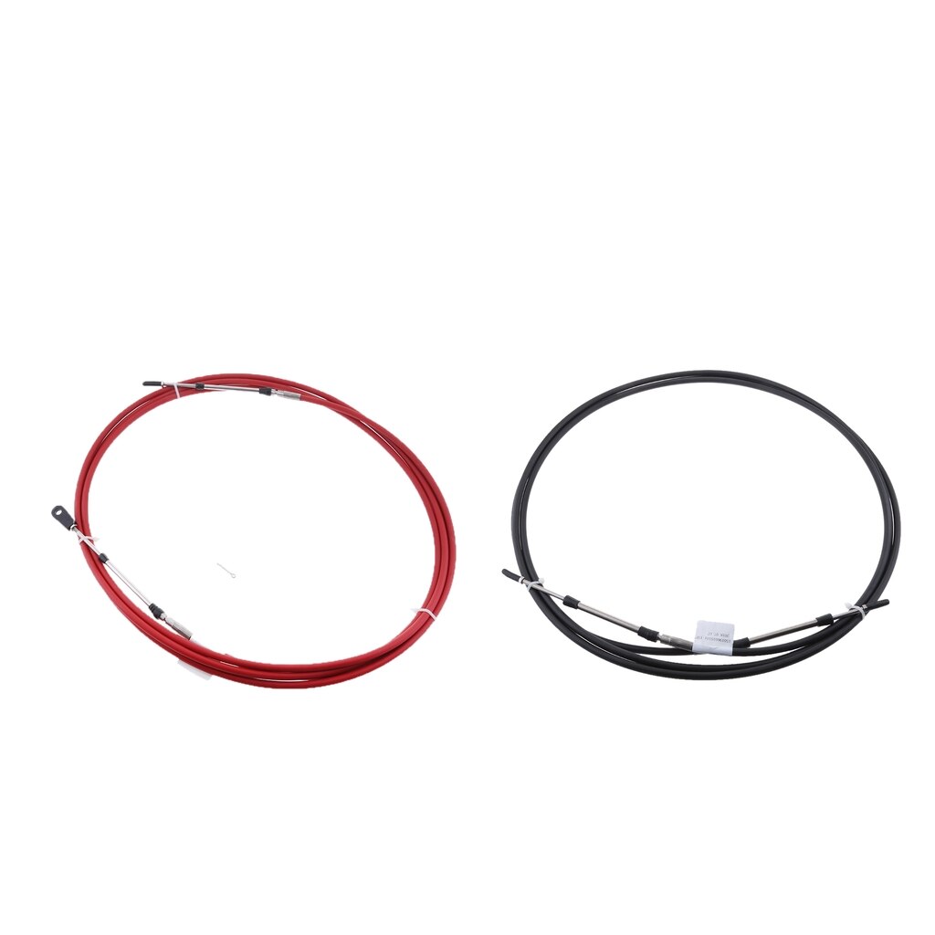 Marine Canoe Boat Outboard Engine Throttle Control Cable fit for YAMAHA Outboard - Black+Red(12ft)
