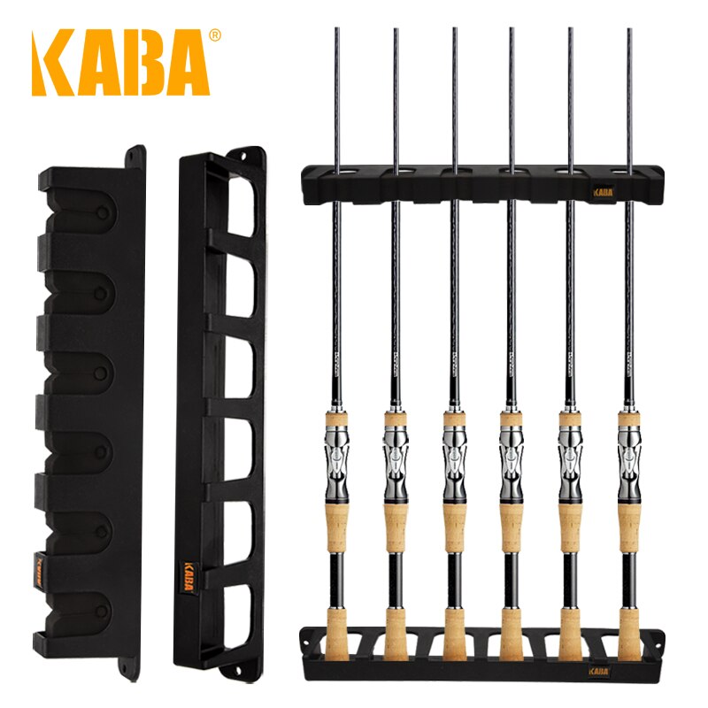 KABA Fishing Rod Holder Wall Mounted Fishing Rod Rack Vertical-6 Rods Spinning Casting Fishing Pole Holders for Garage