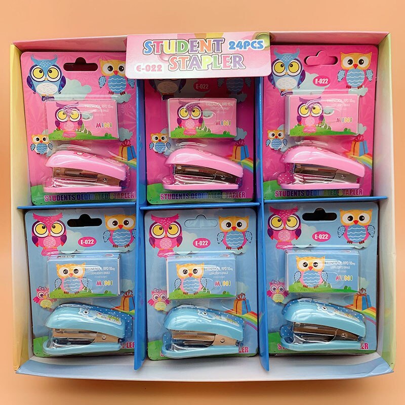 Mini agrafeuse à avocat dessin animé, 12 pièces/lot, agrafeuse avec agrafes No.10, fournitures scolaires et de bureau