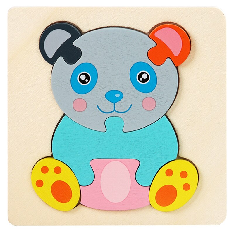 Cartoon Animal 3D Puzzles For Kids Wooden Toys Montessori Educational Toys For Children Wooden Puzzles Montessori Toys Baby