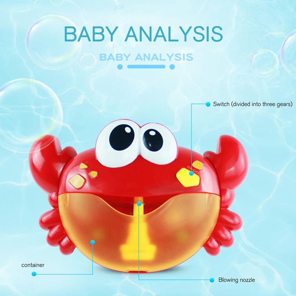 Bubble Machine Tub Big Crab Frog Octopus Automatic Bubble Maker Blower Toys With Music Song Bath Toy For Baby Boys Girls: Crab