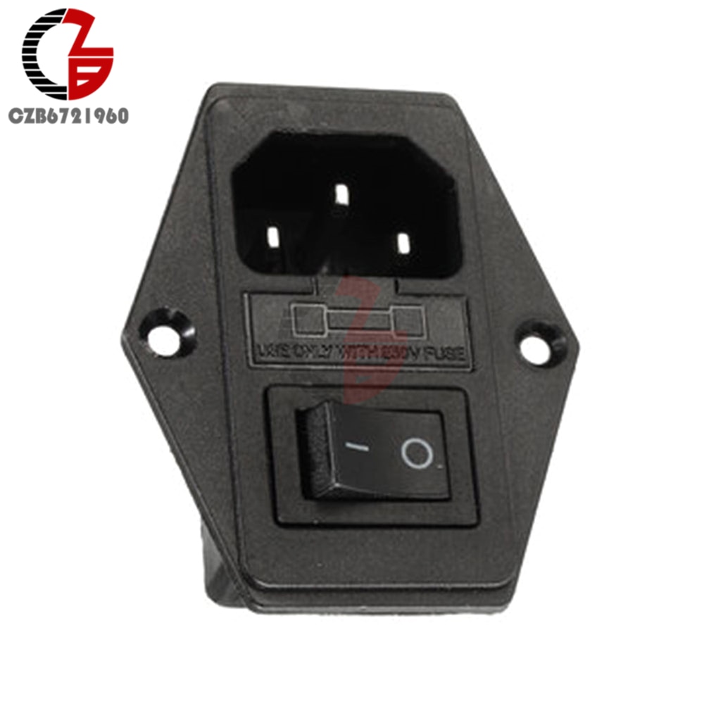 3 in 1 Push Toggle Switch Socket Plug Fuse On-Off Switch 3 Terminal AC Power Socket with Rocker Switch Fuse Holder Connector