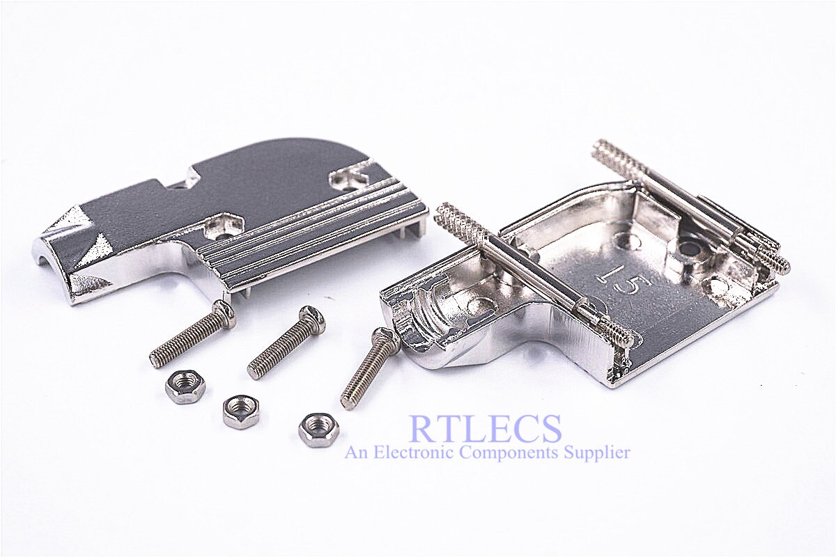1 stuk D-Sub Connector Kap 15 Pin 26 Pin 3v3 3w3 7w2 11w1 90 Graden Kabel Exit Montage hardware 2 Backshell Shield Zinklegering