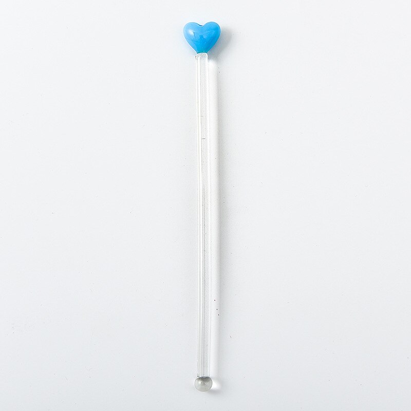 Cocktail Mixed-drink Stirring Stick Love Painted Glass Stirring Stick Cute Long Handle Juice Coffee Extension Spoon: light blue