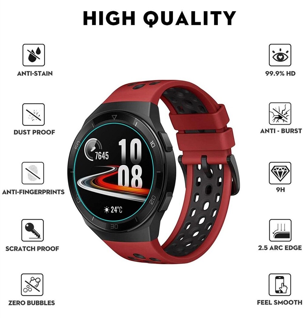 1pc 9h skärmskydd av klart härdat glas ultratunna anti-repor 2.5d böjd skyddsfilm för huawei watch  gt 2e 46mm