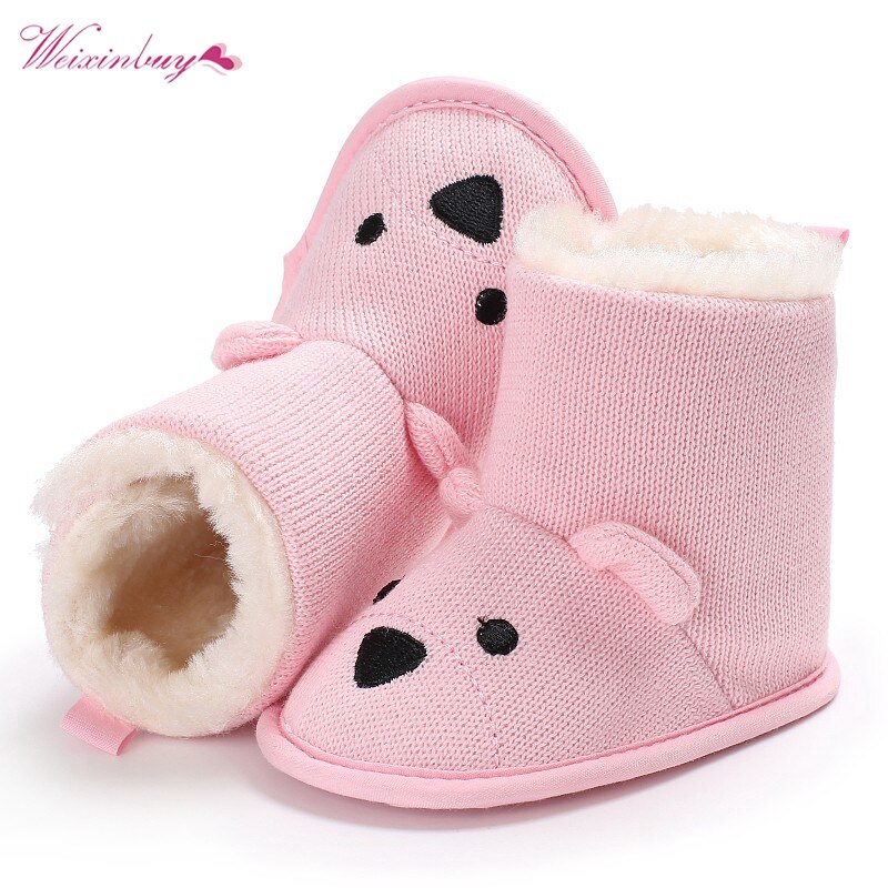 Mode Baby Winter Schoenen Laarzen Leuke Cartoon Beer Babyschoenen Gebreide Warm Houden Booties Baby Peuter Pasgeboren Laarzen