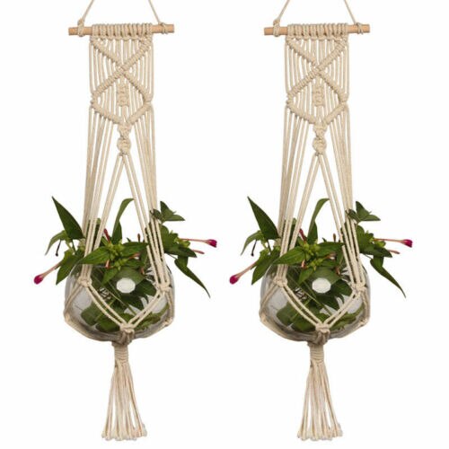 Hemp Rope Large Pot Holder Macrame Plant Hanger Hemp Rope Braided Hanging Planter Basket