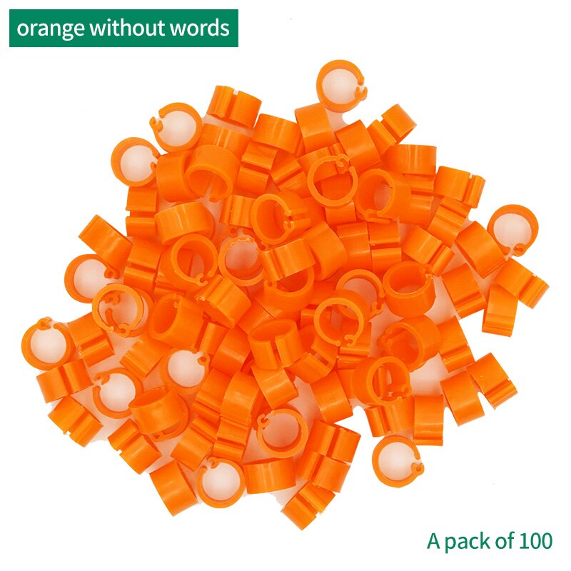100Pcs 11Colors Birds Feet Rings Inner Diameter 8Mm Width 7Mm Plastic Clip Ring Pigeon Dove Quail Foot Ring Farm Animal Carrier: Orange