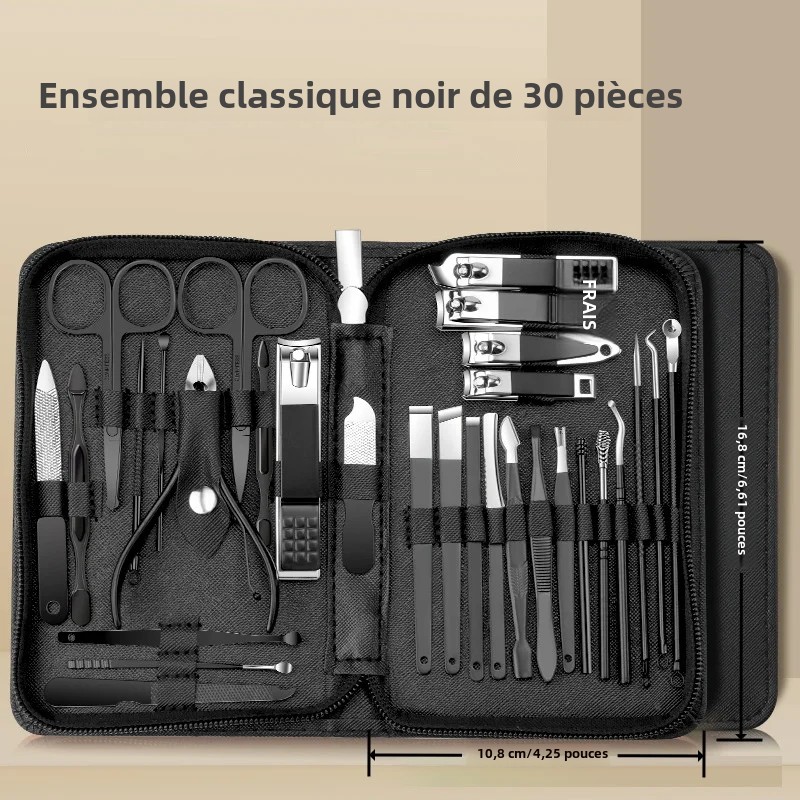 Juego de cortaúñas de acero inoxidable, herramientas para uñas verdes, juego de manicura y pedicura, Kit de aseo de viaje, 30 Uds.