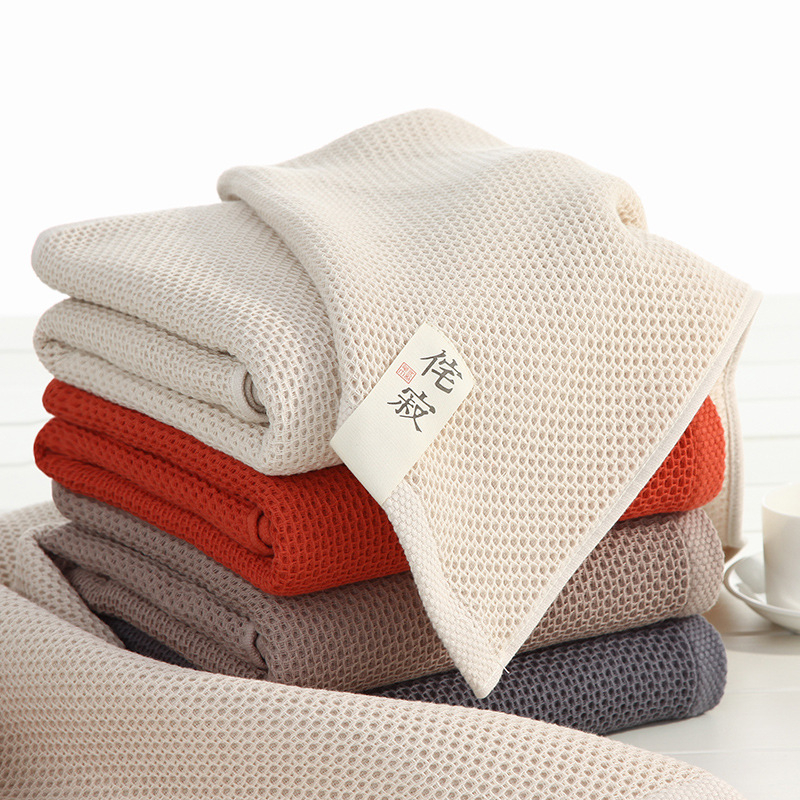 Effen Kleur Wafel Badhanddoek Grote Super Absorberende Strand Handdoeken Katoen Draagbare Honingraat Gezicht Handdoek Set Voor Home Hotel Reizen
