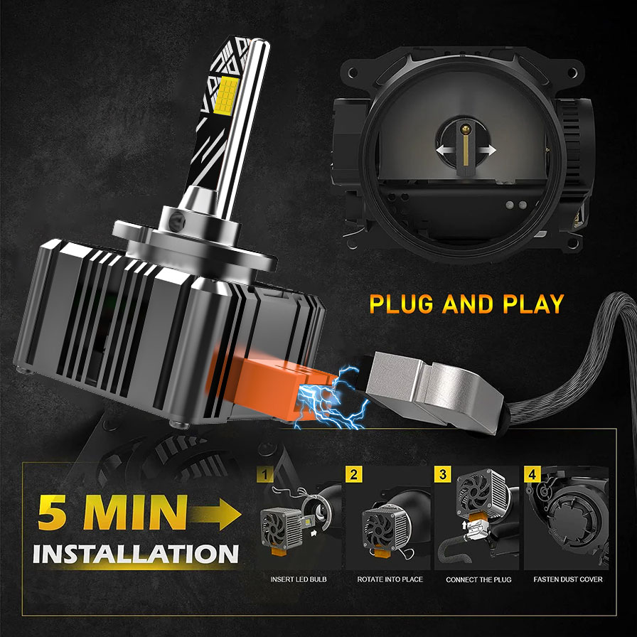 D1s d3s led-forlygter,  d2r d2s d4r d4s d5s d8s turbolygter , 6000k billygter 70w plug&play-konverteringssæt til hid