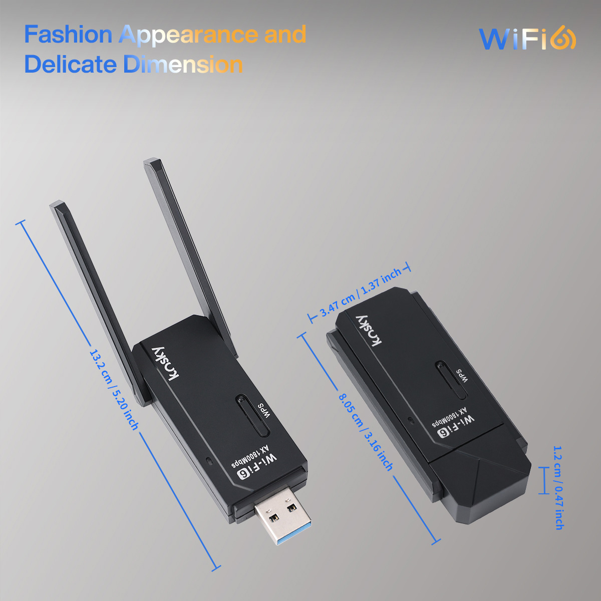 Wireless USB Wifi Adapter WiFi 6 Daul-band 1800Mbps 802.11ax 2.4GHz&5.8GHz USB3.0 Boost Your Internet Speed with 1800Mbps