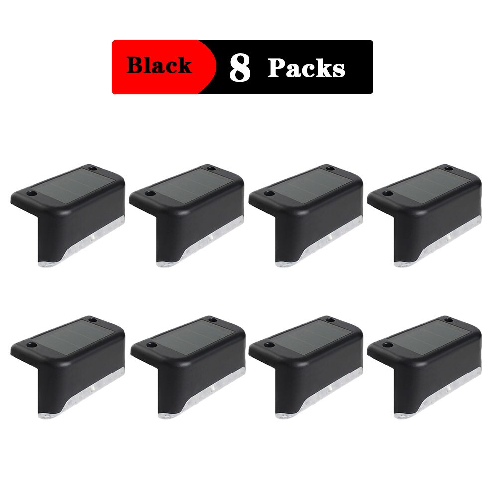 4/8 Packs LED Solar Deck Lights IP65 Waterproof Outdoor Garden Pathway Patio Stairs Steps Fence Lamps: 8pc Black / Warm light