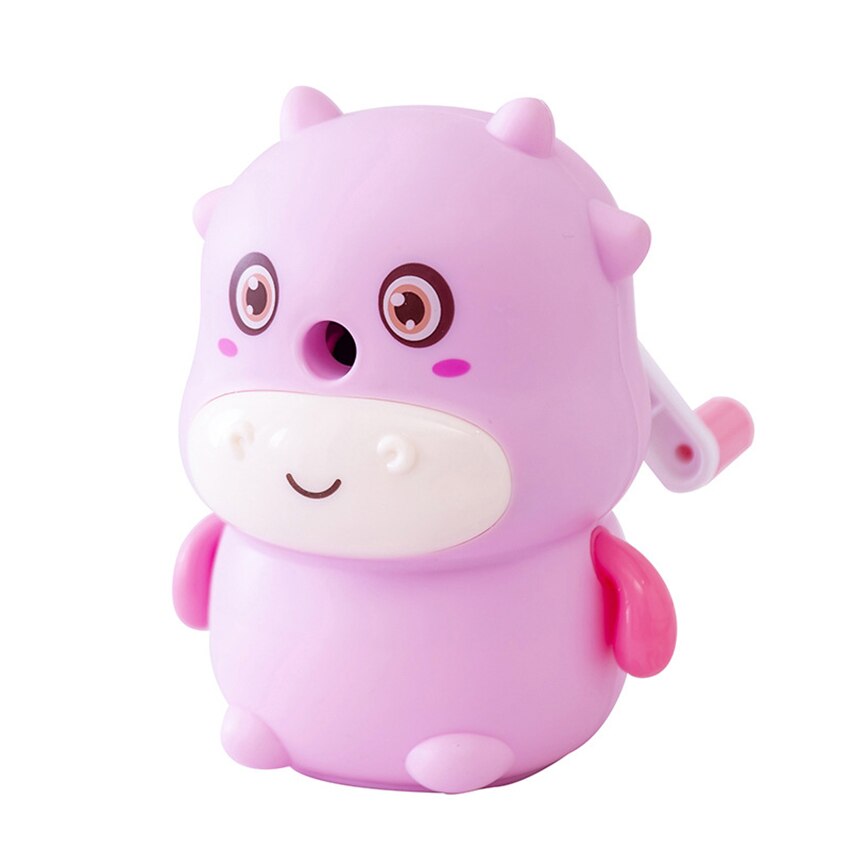 Cute Cow Pencil Sharpener Manual Pencil Sharpener Plastic Pencil Sharpener Handheld Perfect for Kids, Pink, Yellow, Blue
