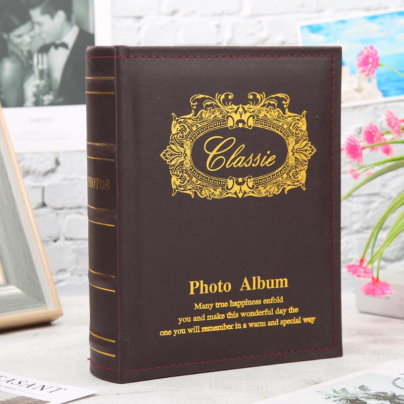 6 pulgadas PU cuero familia álbum de fotos intersticial 200 fotos caja de almacenamiento hecho a mano DIY Vintage álbum de fotos decoración del hogar