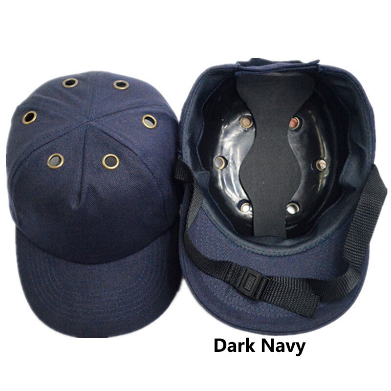 Hård hat til arbejdstøj hovedbeskyttelse top 6 huller bump cap arbejdssikkerhedshjelm abs indre shell baseball hat stil beskyttende: Mørk marineblå