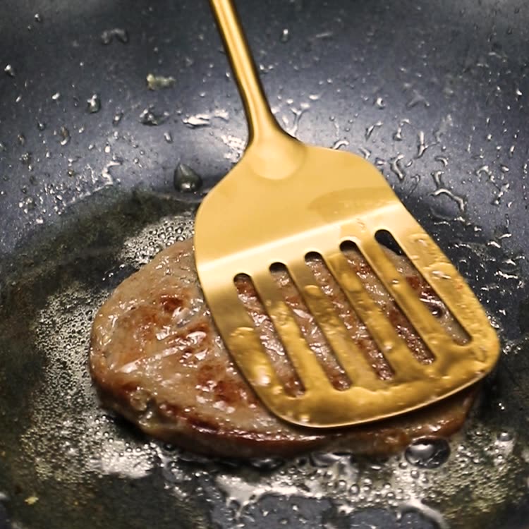 7pcs Golden Set Stainless Steel Spatula Kitchen Cooking Tools Soup Spoon Big Drain Cooking Shovel Colander Spoon Set