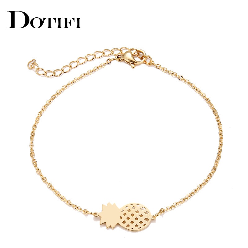 DOTIFI Stainless Steel Bracelet For Women Gold And Silver Color Pineapple Pulseira Feminina Lover's Engagement Jewelry
