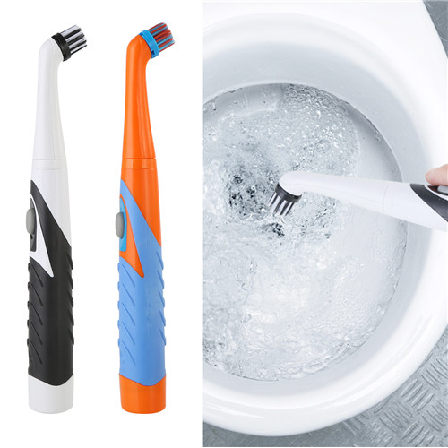 4 in1 Electric Sonic Scrubber Cleaning Brush Household Cleaner Brush with 4 Brush Heads brew: Blue orange