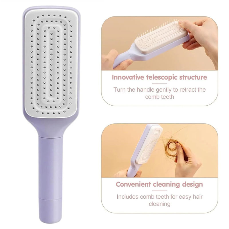 1/2 Stuks Draaibare Zelfreinigende Haarborstel Massage Luchtkussen Kam Magische Intrekbare Zelfreinigende Massage Borstel Telescopische Kam