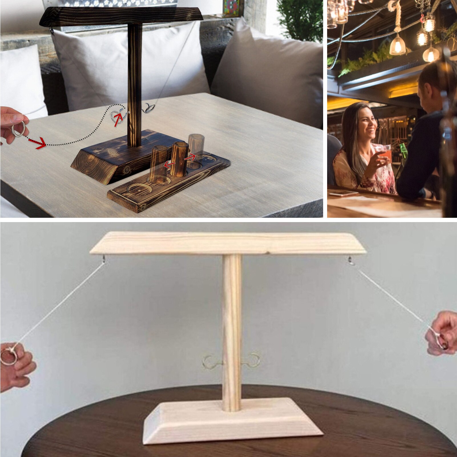 40cm Wooden Ring Throwing Bimini Game Bar Home Desktop Throwing Ring Hook Ring Game
