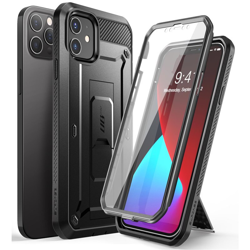 Supcase Voor Iphone 12 Case 12 Pro Case 6.1 &quot;) ub Pro Full-Body Robuuste Holster Cover Met Ingebouwde Screen Protector &amp; Kickstand: Black