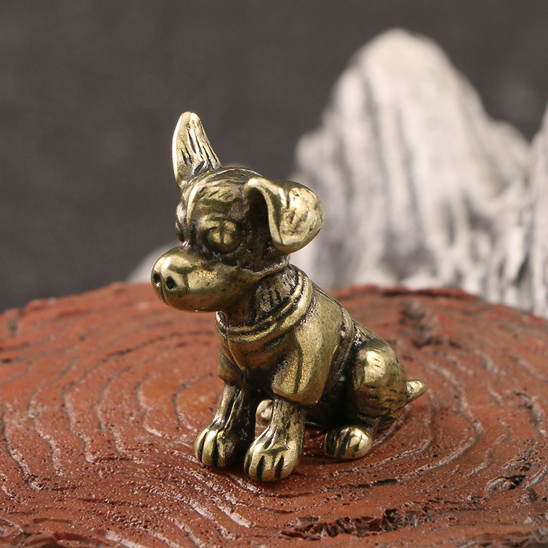 Copper Sculpture Solid Copper Puppy Brass Ornaments Cute Dog Zodiac Dog Antique Old Brass Tea Pet Small Ornaments: Light Grey