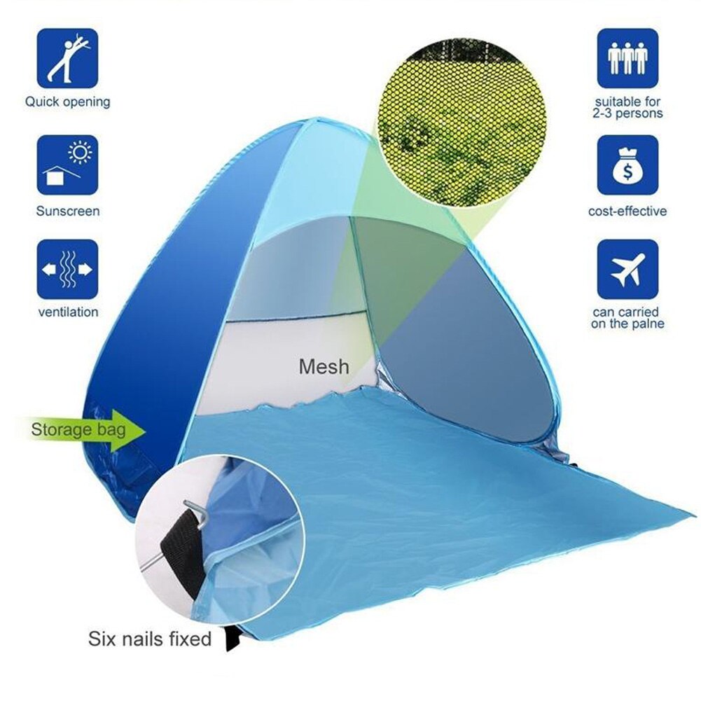 Automatische Pop-Up Outdoor Zon Onderdak Strand Tent Uv-bescherming Zonnescherm Camping Reizen Zonnescherm Regendicht Kampeeruitrusting