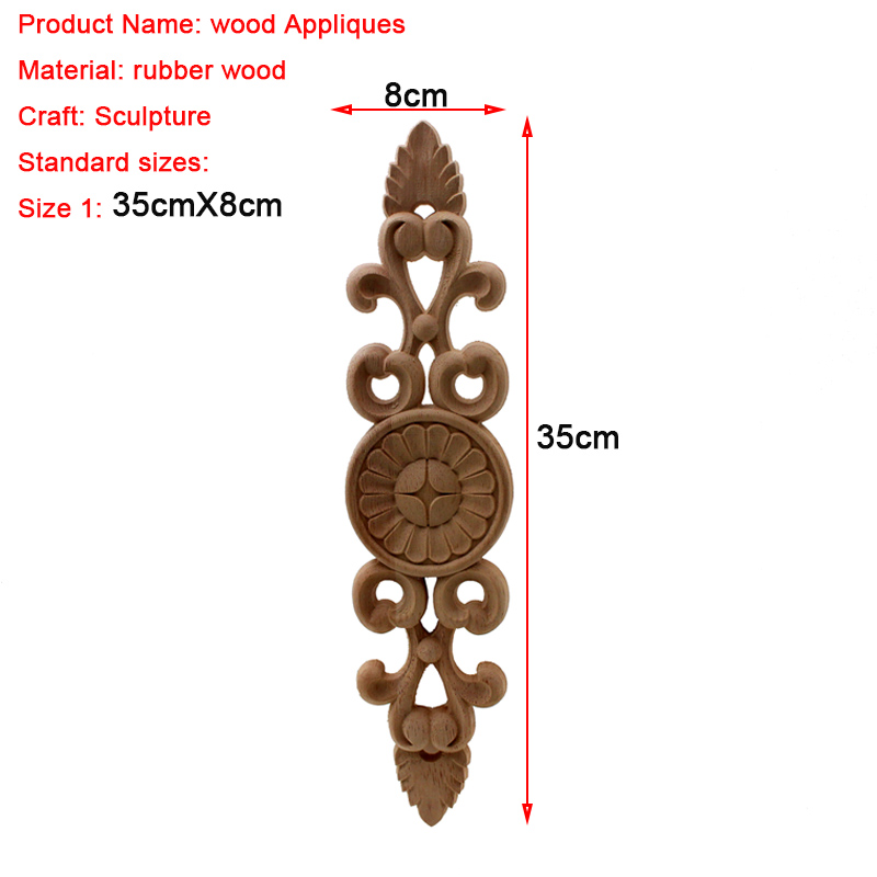 VZLX Ongeverfd Hout Eiken Golf Bloem Onlay Decal Hoek Applique voor Meubelen Decor Decoratieve Hout Gesneden Lange Applique: 35cmX8cm