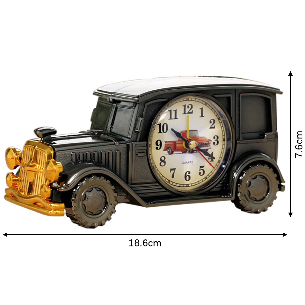 Klasyczny samochód kształt budzik zasilanie bateryjne ambona plastikowy analogowy budzik dla dzieci prezent Dom sypialnia wystrój stołu: B