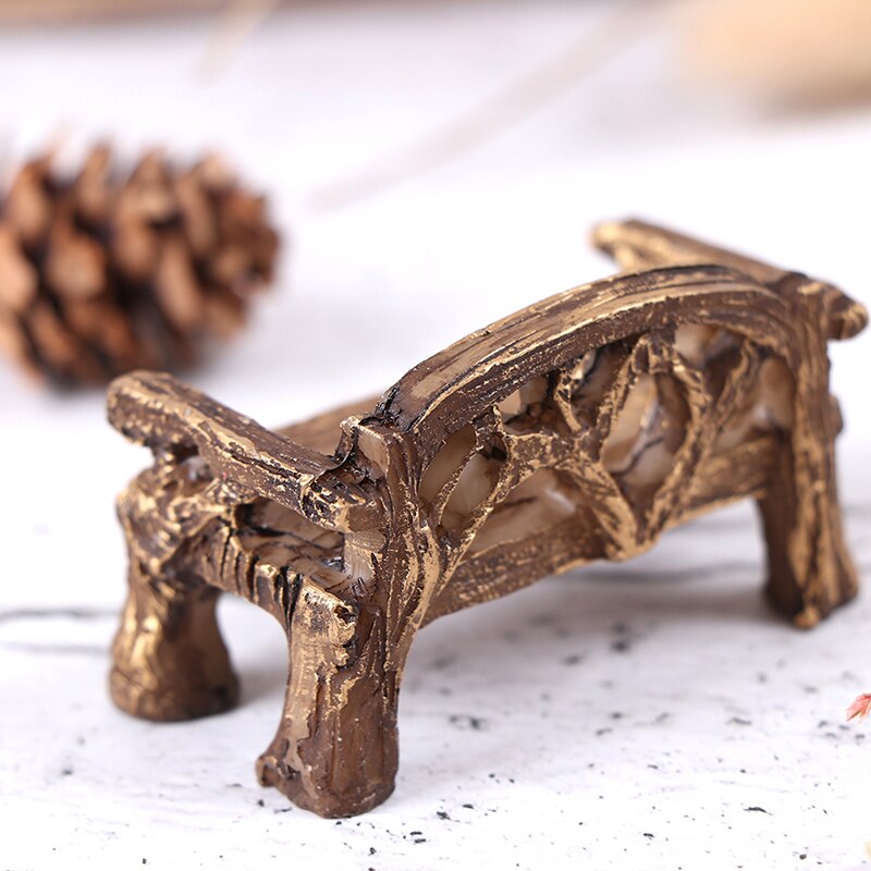 Mini Garden Ornament Miniature Park Seat Bench Craft Fairy Dollhouse Decor Micro Home Landscape Decor Accessories