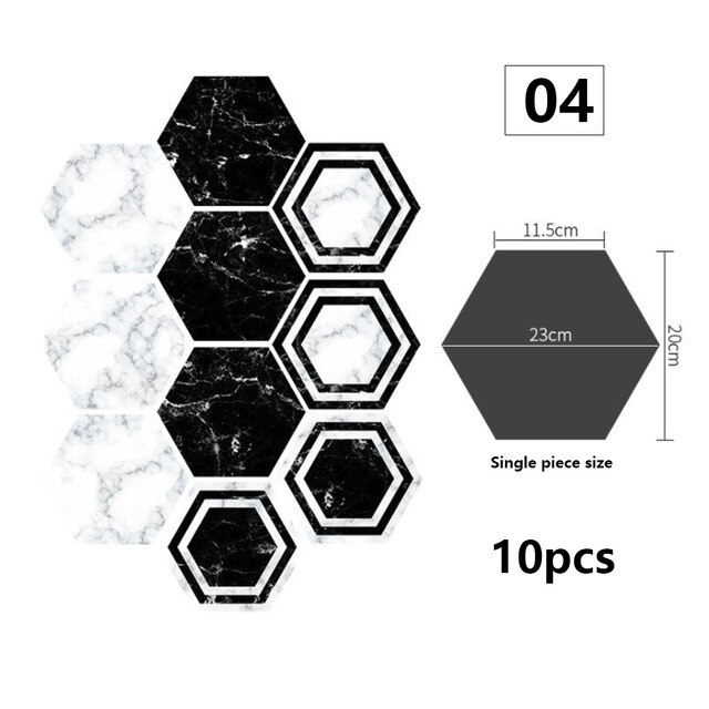 10 uds, calcomanía Hexagonal antideslizante para suelo, pegatinas impermeables para suelo de baño, azulejos autoadhesivos, decoración para sala de estar, papel tapiz: Dorado