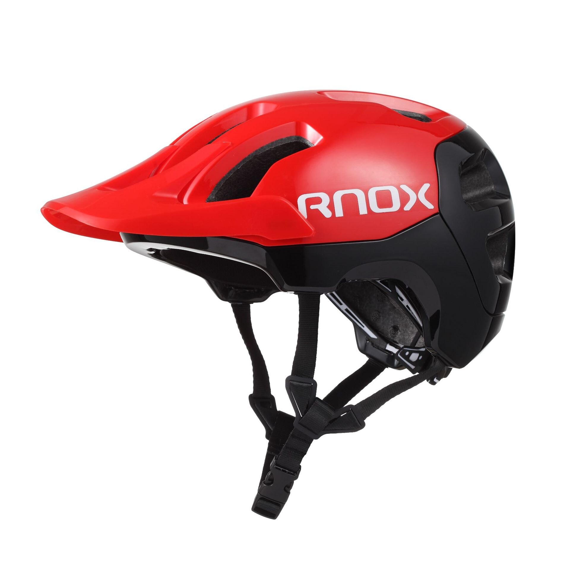 RNOX Bicycle Helmet Red Road Mountain Cycling Helmets band Sun Visor Men Women Lightweight Breathable In-mold Bicycle Safety Cap: A black-red