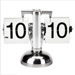 Retro Style Flip Desk Shelf Clock Classic Mechanical Digital Display Flip Clocks Battery Powered - Home & Office Decor: White