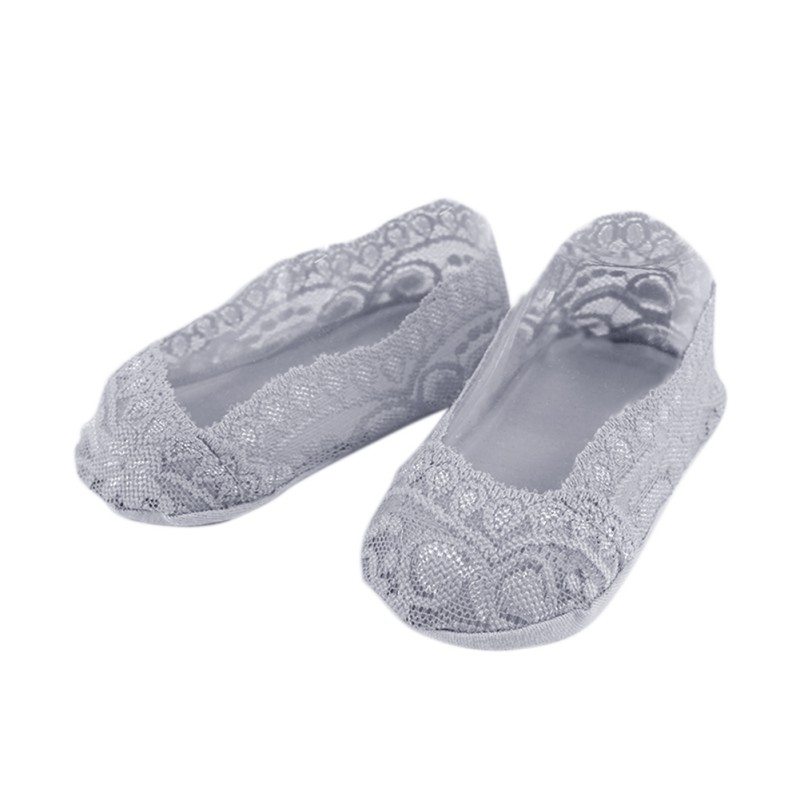 Baby Mädchen Spitze Socken Sommer Infant Kleinkind Solide Atmungsaktiv Unsichtbare Spitze Weiche Nicht-slip Socke calcetines: Grau / 24M