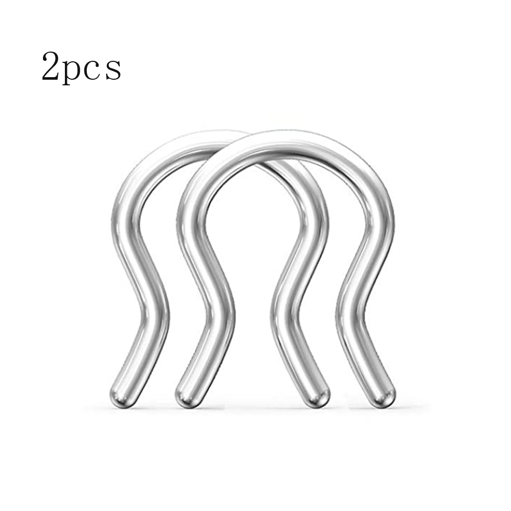 2 uds/12 Uds retenedor de tabique acrílico transparente y acero quirúrgico anillos para la nariz aro herradura cartílago Tragus tabique anillo Piercing corporal: Bañado en rodio de imitación