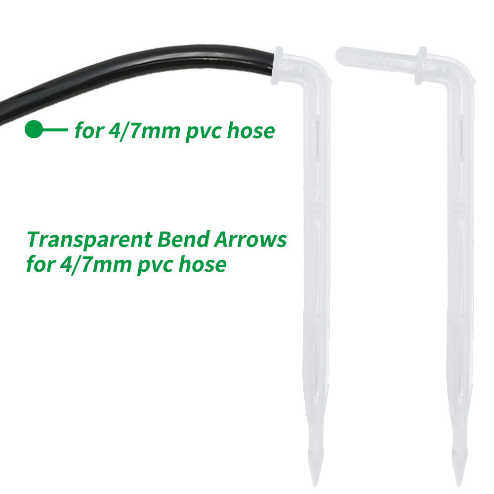 50x Garden 4/7mm Hose Transparent Bend Arrow Dripper 1/4'' Drip Emitter Water Saving Sprinkler Micro Irrigation Greenhouse