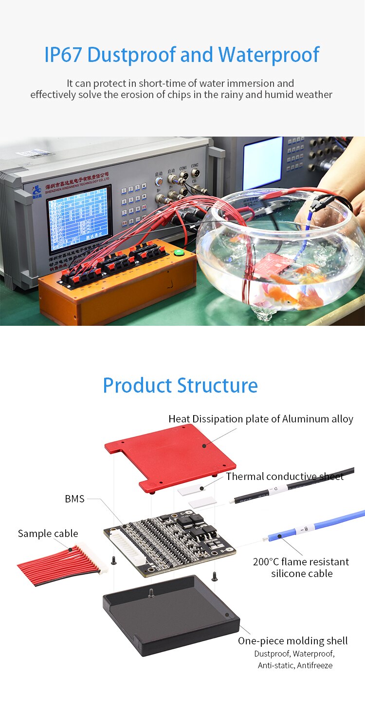 10S 36V Li-Ion Lithium Batterij Bescherming Boord BMS balans 15A 20A 30A 40A 50 60A Waterdicht 18650 Lipo batterijen MOBIELE EV eBike