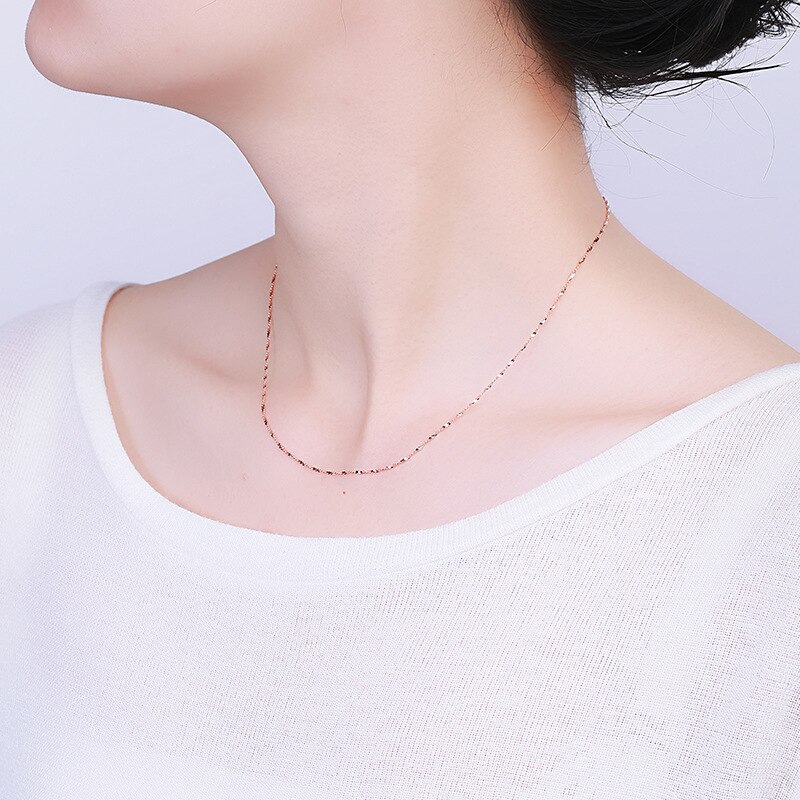 Starry Briljante 1.2 Mm Sterling Zilveren Ketting Solid 925 Italië Ketting 16 & 18 Inch Wit/Rose/Geel goud Kleur